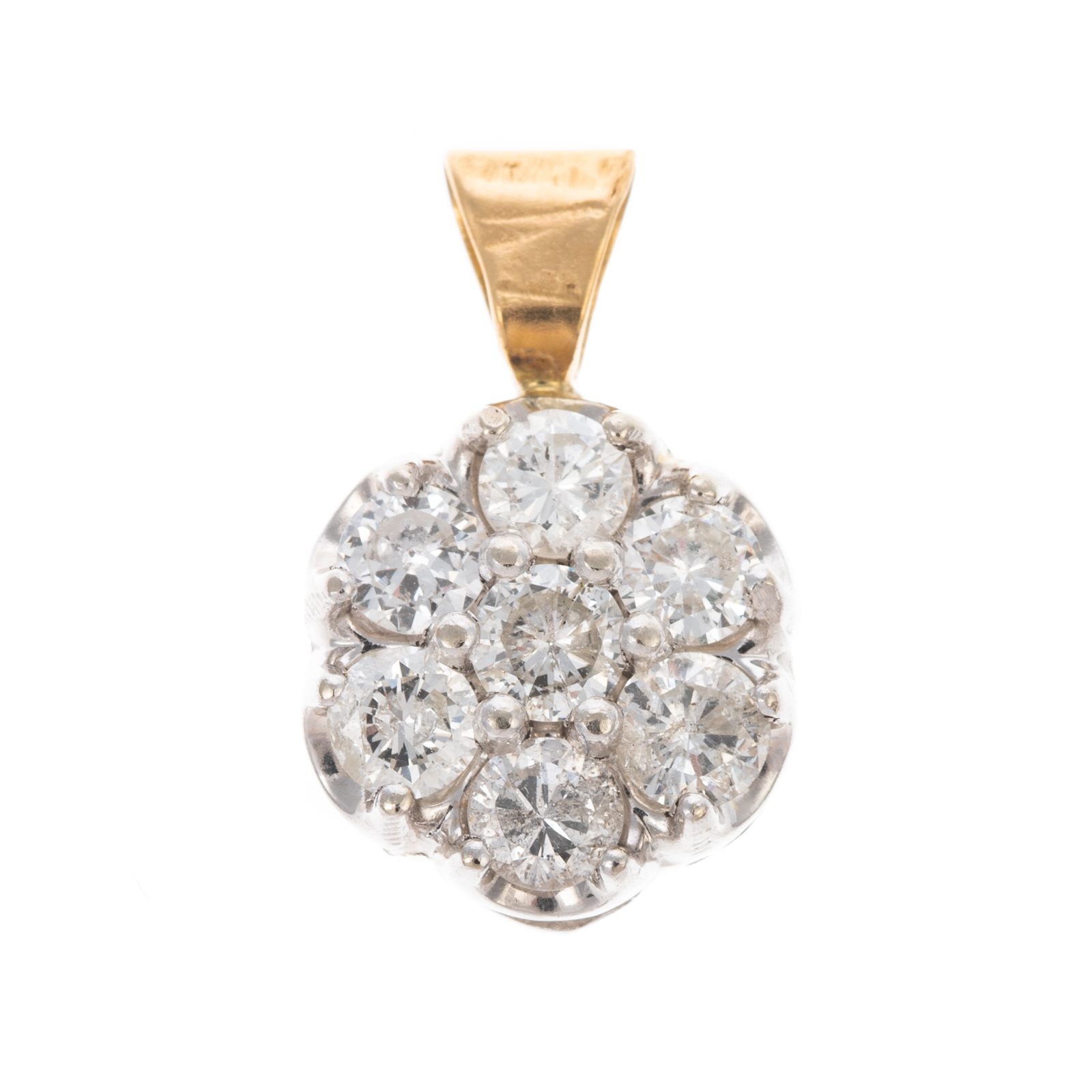 Appraisal: A ROUND BRILLIANT DIAMOND CLUSTER PENDANT IN K K yellow