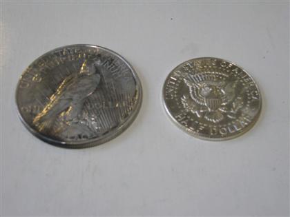 Appraisal: U S silver Peace dollar and U S Kennedy half