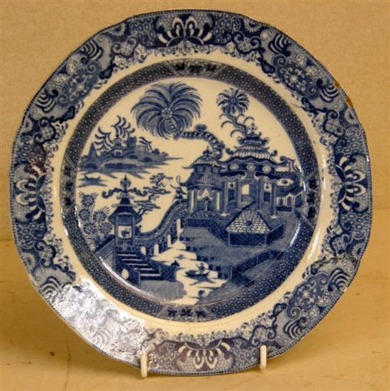 Appraisal: th century English transfer printed blue and white plate decorated