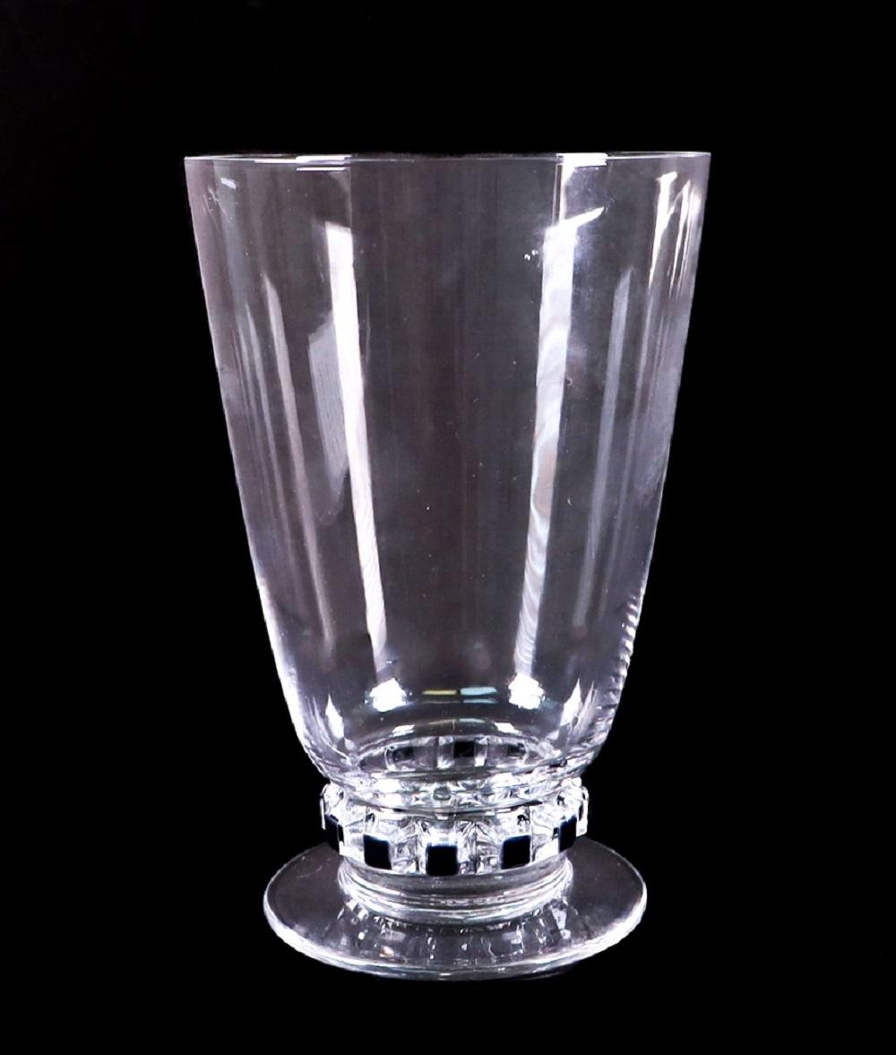 Appraisal: RENE LALIQUE UNAWIHR- FOOTED GLASS W BLACK ENAMELRene Lalique model