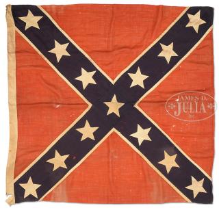 Appraisal: TH CENTURY -FOOT SQUARE CONFEDERATE BATTLE FLAG MARKED ON HOIST