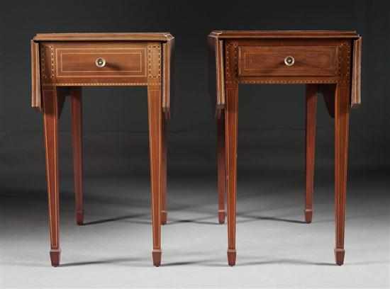 Appraisal: Pair of Potthast Brothers Federal style stringer inlaid mahogany drop