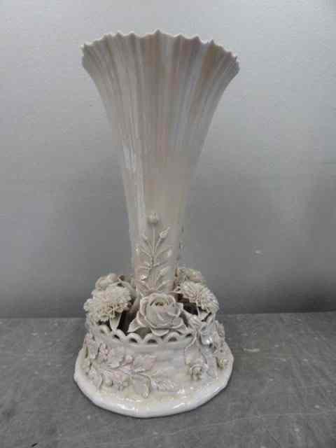 Appraisal: Belleek Trumpet Vase with Silver Luster Third black mark From