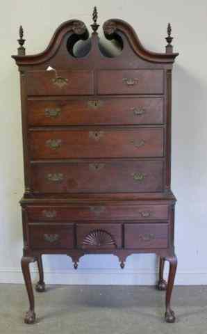 Appraisal: Antique American Highboy With Broken Arch Pediment part raised on