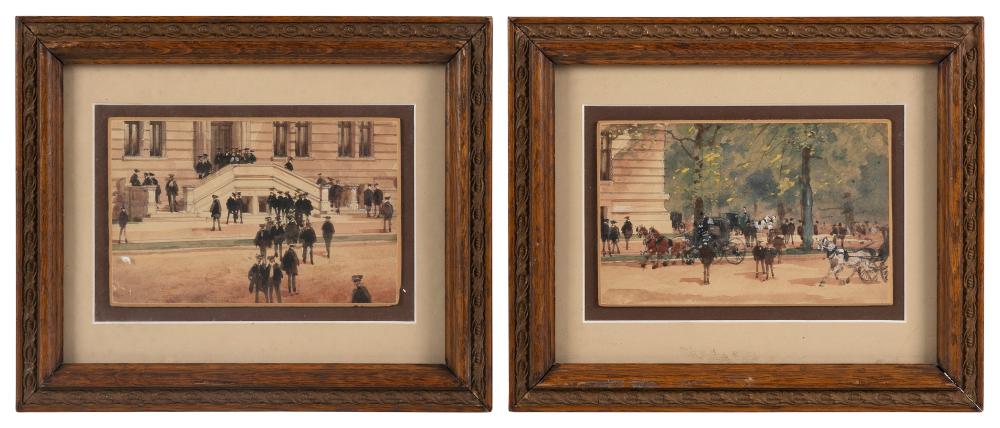 Appraisal: AMERICAN SCHOOL EARLY TH CENTURY TWO VIEWS OF YALE WATERCOLORS