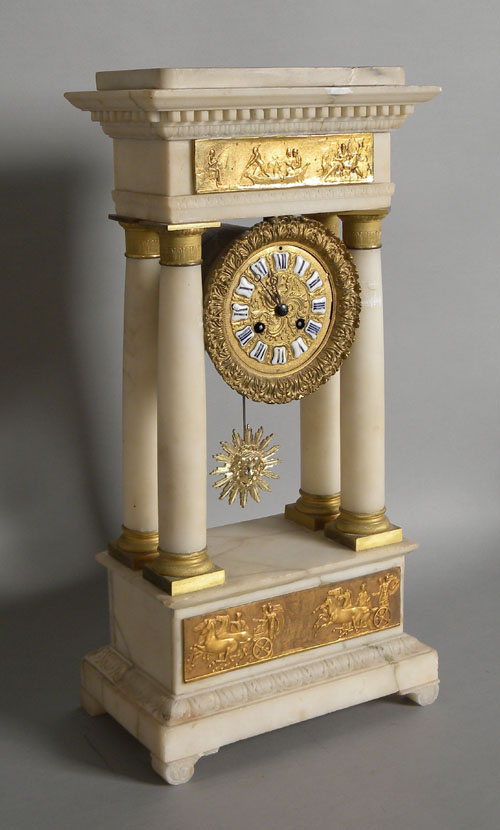 Appraisal: French marble portico clock th c h