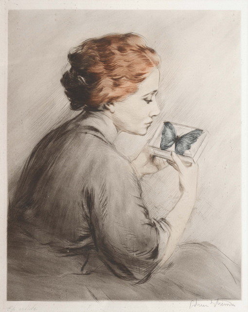 Appraisal: ETIENNE ADRIEN DRIAN - 'Femme au papillon' circa signed in