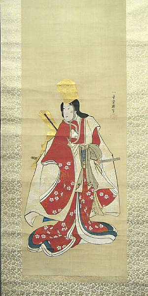 Appraisal: After Utagawa KuniyoshiDancer Hanging scroll ink color and gold on