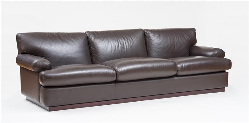 Appraisal: SOFA ATELIER INTERNATIONAL 's Leather and wood x x in