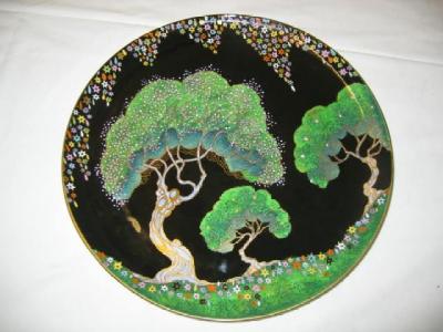 Appraisal: A RARE CARLTON WARE CIRCULAR PLAQUE printed in iridescent green