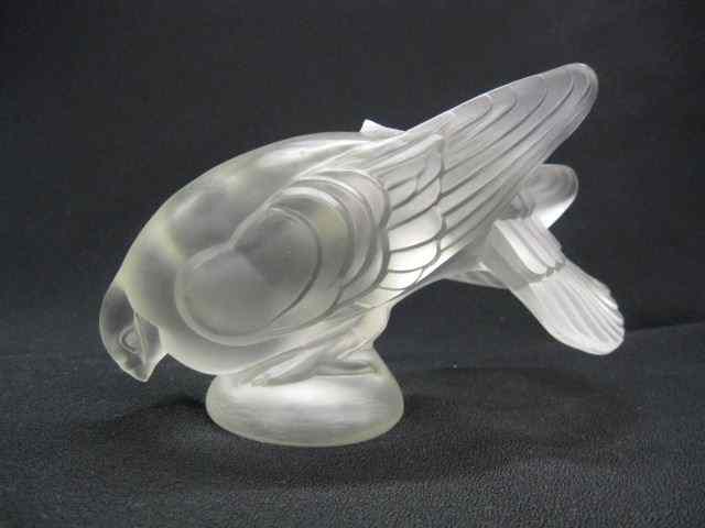 Appraisal: Warren-Kessler Frosted Glass Bird Figurine in manner of R Lalique