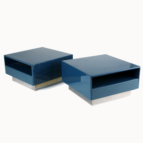 Appraisal: WILLY RIZZO Pair of single-drawer nightstands with a lacquered teal