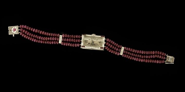 Appraisal: Fine Art Deco Platinum Eighteen-Karat Gold Ruby and Diamond Lady's