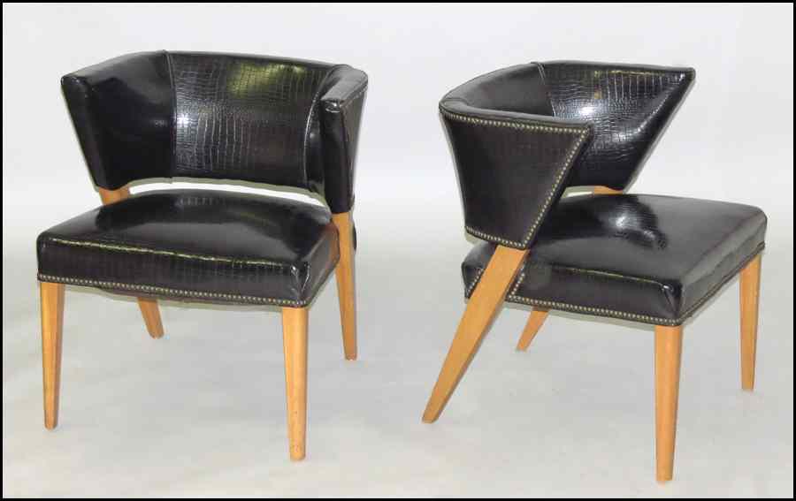 Appraisal: SET OF SIX FAUX ALLIGATOR UPHOLSTERED CHAIRS Attributed to Dunbar