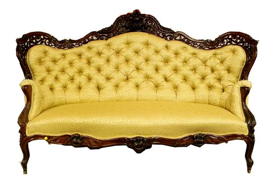 Appraisal: Belter style Rococo revival rosewood sofa floral carved pierced and