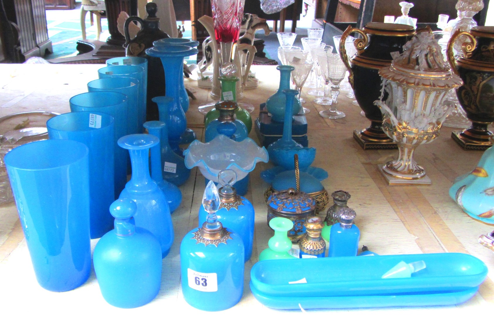 Appraisal: A quantity of blue glass wares late th early th