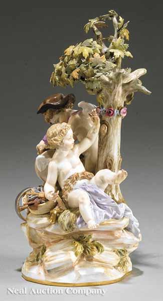 Appraisal: A Meissen Porcelain Figural Group of Cherubs Making Arrows Emblematic