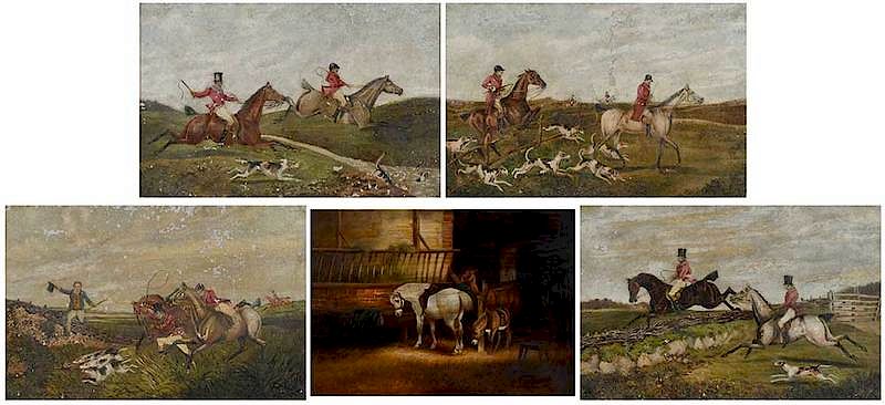 Appraisal: Five British School Sporting Paintings th century Series of Four