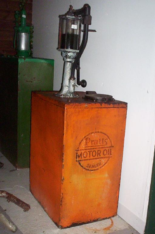 Appraisal: Pratts oil tank with glass bowled pump approx