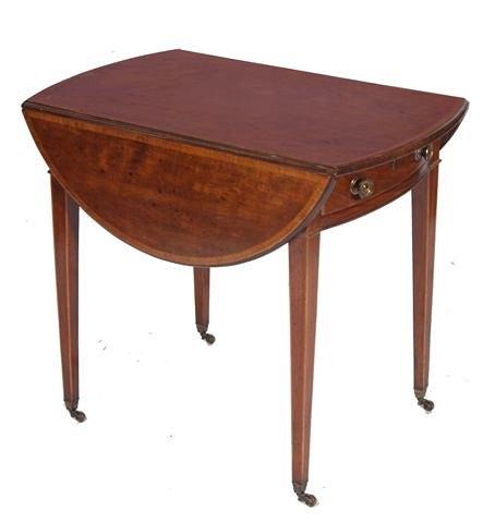 Appraisal: A GEORGE III MAHOGANY OVAL PEMBROKE TABLE with crossbanded top