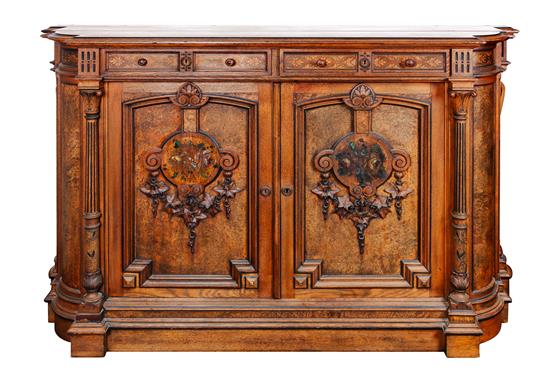 Appraisal: Sale Lot A Victorian Marquetry Decorated Oak Sideboard a rectangular