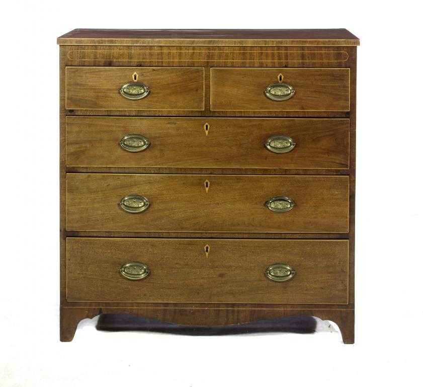 Appraisal: A GEORGE IV MAHOGANY AND LINE INLAID CHEST OF DRAWERS