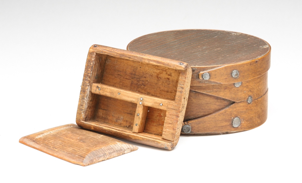 Appraisal: TWO AMERICAN BENTWOOD AND SLIDE LID BOXES Nineteenth century Round