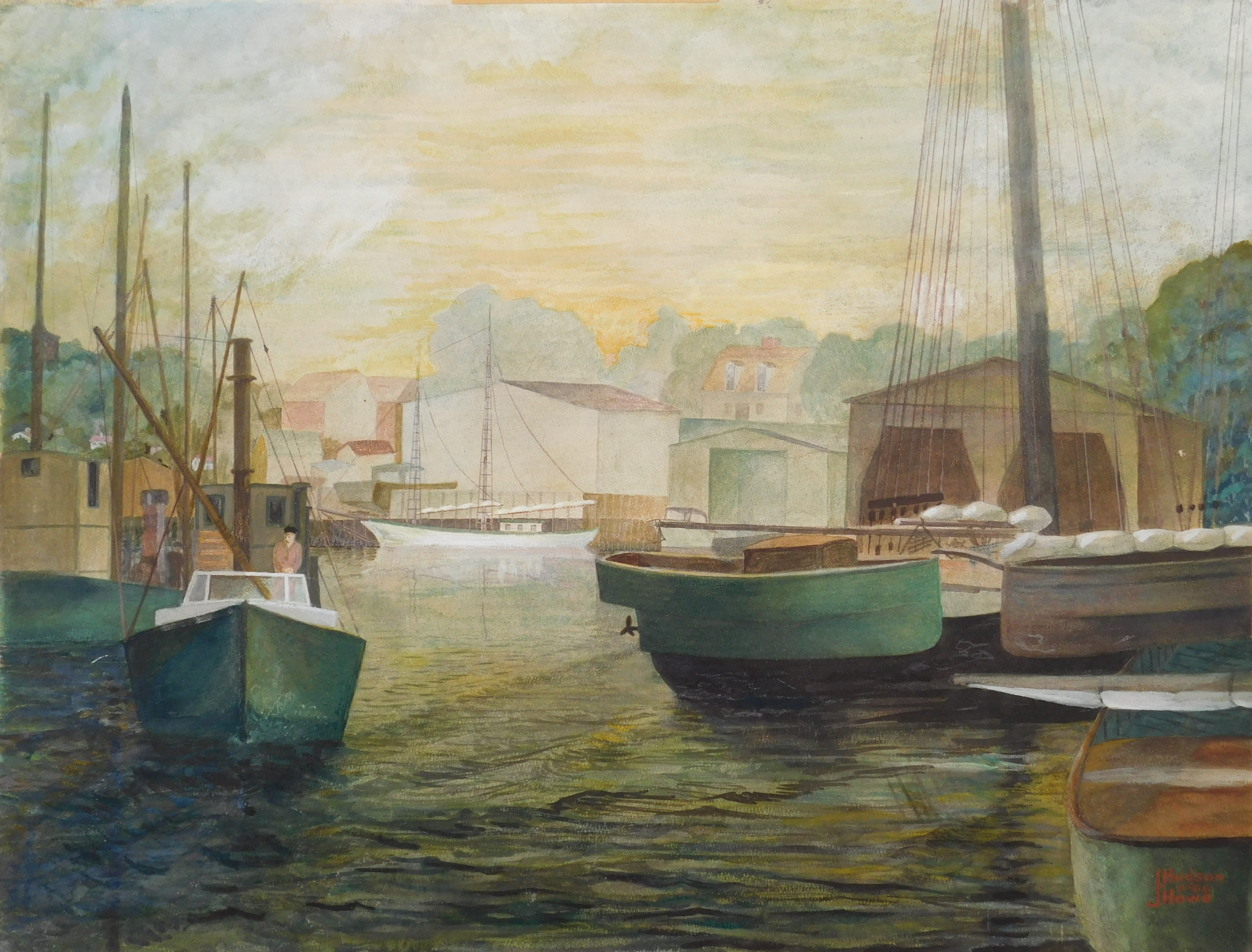 Appraisal: John Hudson Howe American th c Harbor Scene- watercolor on