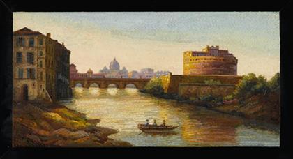 Appraisal: Italian micromosaic plaqueCASTEL SANT'ANGELO ACROSS THE TIBER vatican studio del