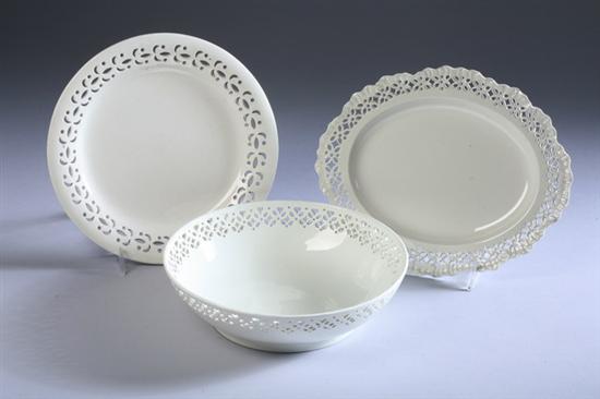 Appraisal: THREE ENGLISH CREAMWARE DISHES early th century Stevenson plate in