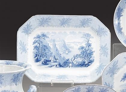 Appraisal: Historical medium blue transferware platter william ridgway Son Of octagonal