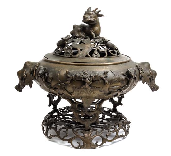 Appraisal: Sale Lot A A Chinese Bronze Covered Censer late th