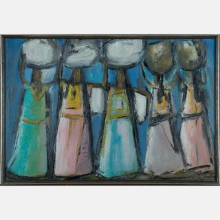 Appraisal: Jaime Oates Taxco Mexico th Century Five Women Oil on