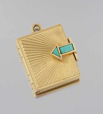 Appraisal: A Turquoise and Gold Book Charm k yellow gold charm