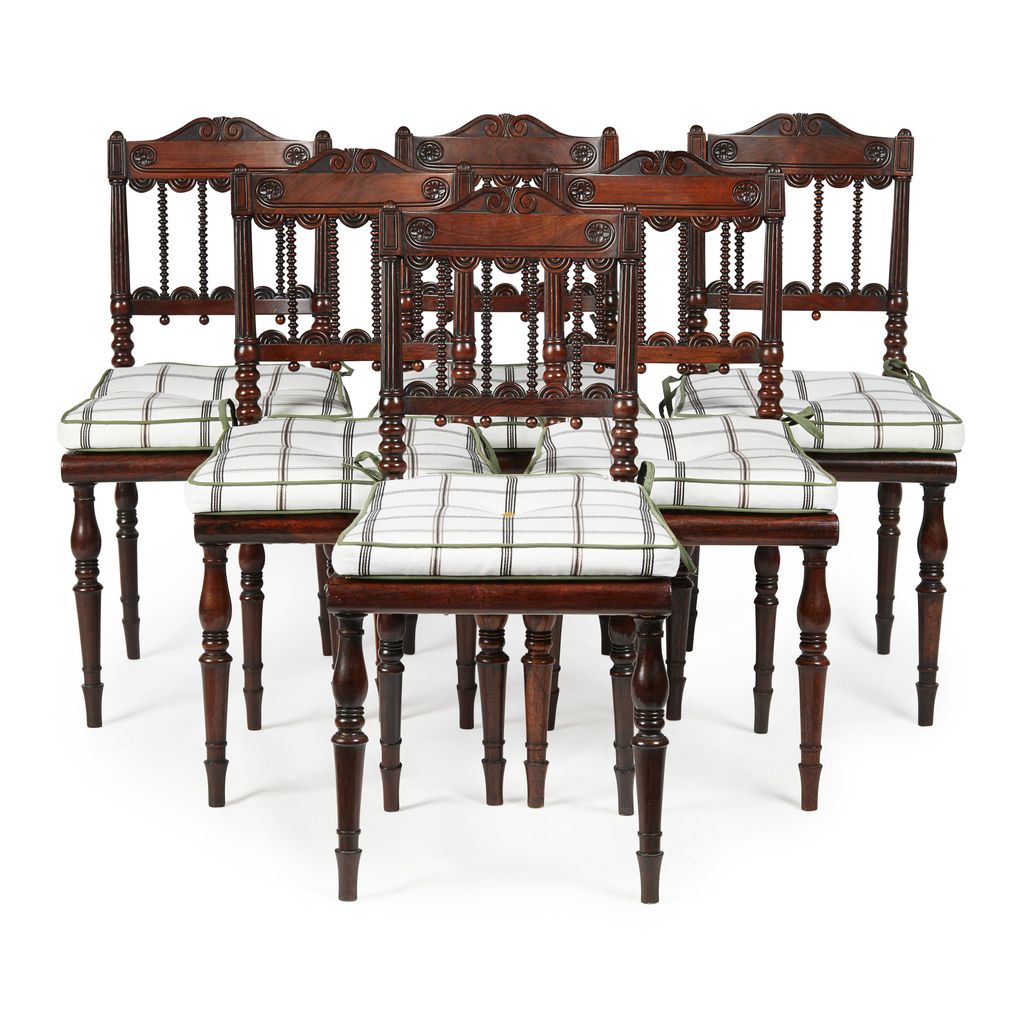 Appraisal: SET OF SIX REGENCY ROSEWOOD DINING CHAIRS TH CENTURY the