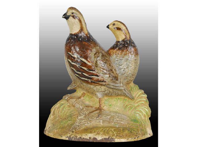 Appraisal: Hubley Quail Cast Iron Doorstop Description Made by Hubley Signed