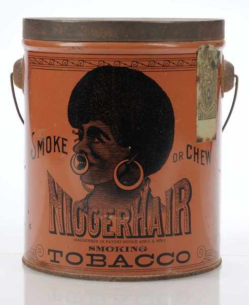 Appraisal: N Hair Tobacco Tin Description Rare example of this ethnic