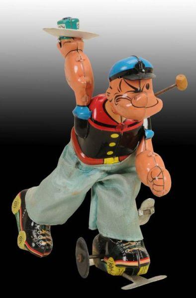 Appraisal: Linemar Popeye Roller Skating Wind-Up Toy in O B Description