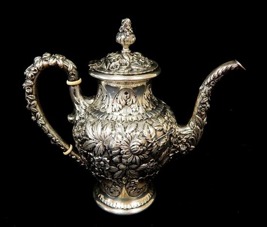 Appraisal: STERLING S Kirk Son Inc repouss coffee pot c engraved