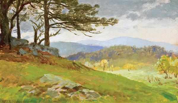 Appraisal: WILLIAM TROST RICHARDS American - ''Canaan Landscape with Pine Trees''