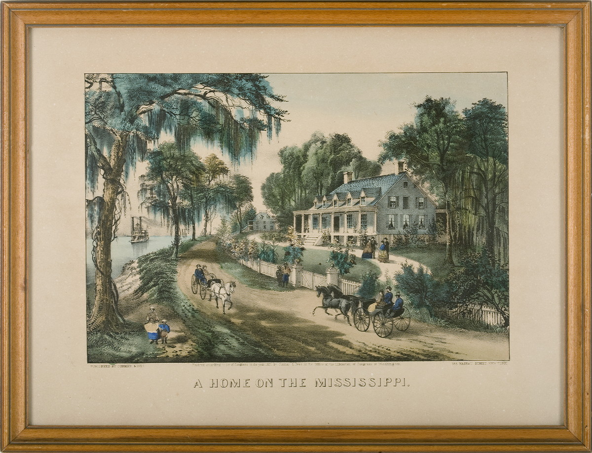 Appraisal: A HOME ON THE MISSISSIPPI Small-folio handcolored lithograph by Currier