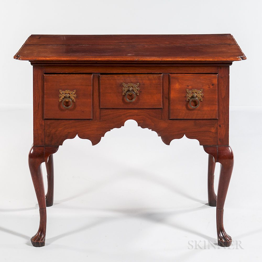 Appraisal: Queen Anne Carved Walnut Dressing Table Queen Anne Carved Walnut