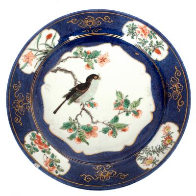 Appraisal: A Chinese powder blue ground famille verte plate Kangxi with