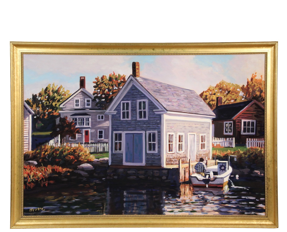 Appraisal: SCOTT MOORE DC ME - - Boathouse Vinalhaven oil on