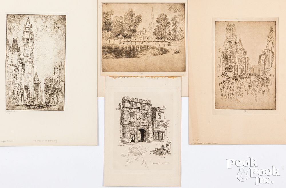 Appraisal: Four Joseph Pennell etchings Four Joseph Pennell etchings to include