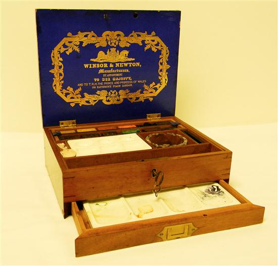 Appraisal: Winsor and Newton mahogany artist's box with name printed paint