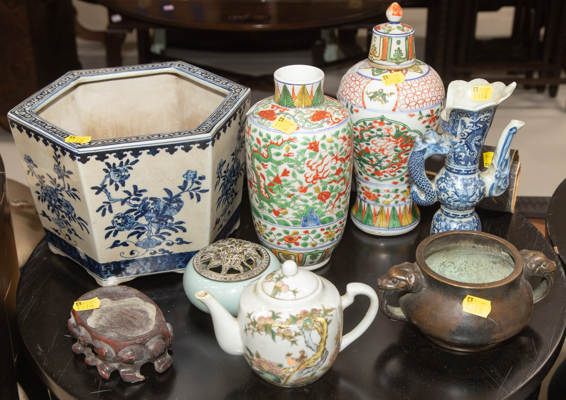 Appraisal: ASSORTED CHINESE ANTIQUE STYLE ITEMS Includes vases to in H