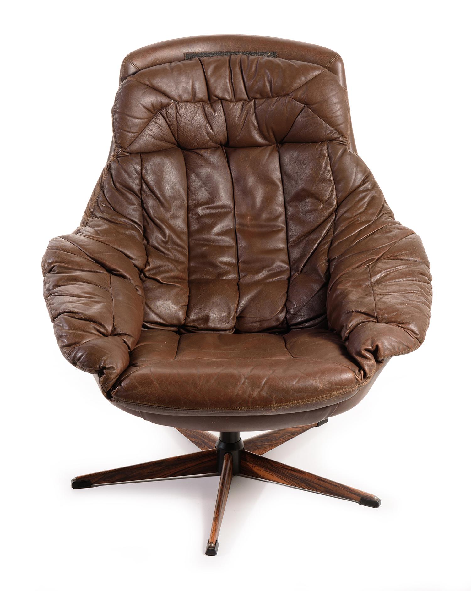 Appraisal: HW KLEIN ARMCHAIR FOR BRAMIN Brown stitched leather Denmark c