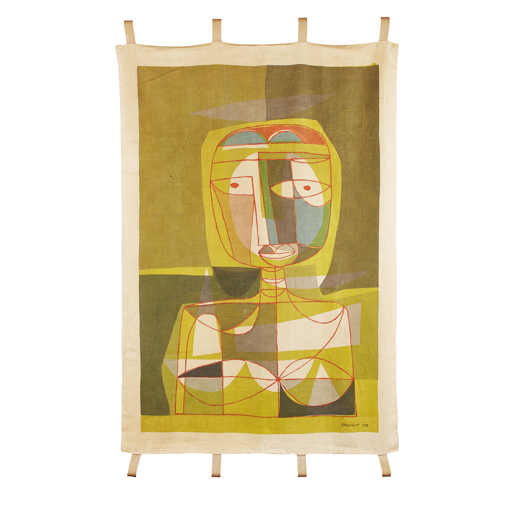 Appraisal: ROBERT STEWART - SCREEN PRINTED LINEN WALL HANGING DATED depicting