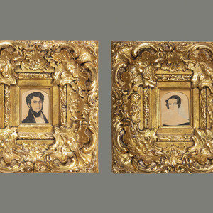 Appraisal: American School th Century A Pair of Portraits gouache on